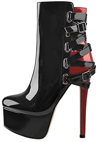 Only maker Plateau Knöchelstiefel Stilettos Kreuzriemen Sexy High Heel