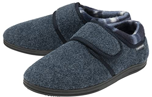 DUNLOP Velcro Fastening Slippers for Men Memory Foam | Orthapedic | Easy Close | House Bedroom Indoor (Navy, UK Footwear Size System, Adult, Men, Numeric, Medium, 8)