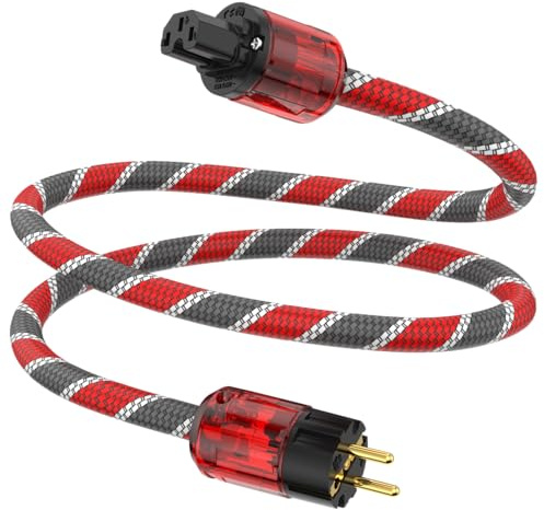Tertullus HiFi High End Netzkabel C15 Stromkabel HiFi Audio kaltgerätekabel Mit Schukostecker & Kaltgerätestecker (P046, 1m)