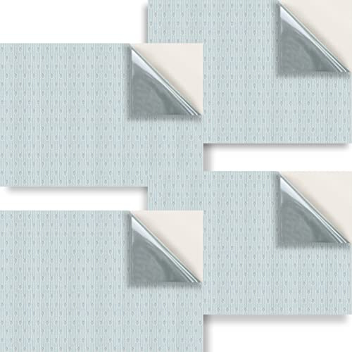 Stick & Go Repositionable Self Adhesive Dolls House Wallpaper 1:24 Scale (Set of 4 Sheets) - Vintage Dove Blue Wallpaper - No. 135