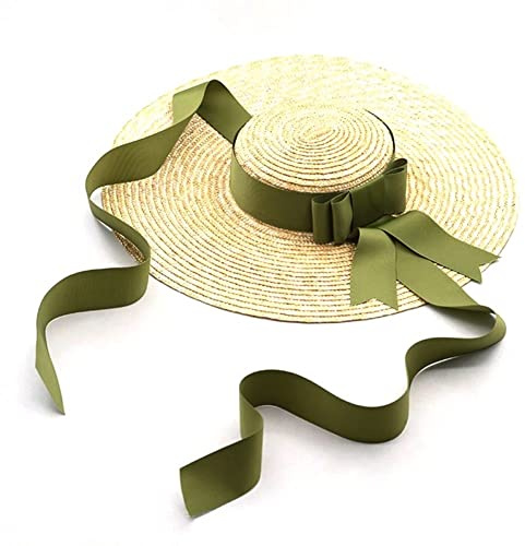 Stakee Frauen Strohhut Ribbon Bogen Sonnenhut Breiter Krempel Elegantes Hut Flacher Sunhat Sommer Beach Hut Für Damen Mädchen