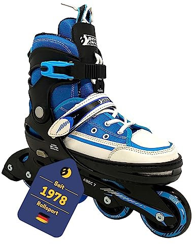 Best Sporting Inline Skates Kinder I Rollschuhe größenverstellbar I robuste Inliner für Jugendliche mit Bremse I schwarz/blau I Rollerskates Schuhe Kinder I Inliner mit 4 Rollen