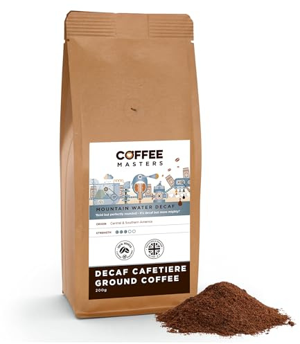 Coffee Masters Cafetiere Ground Coffee - Mountain Water Decaffeinated, 200g