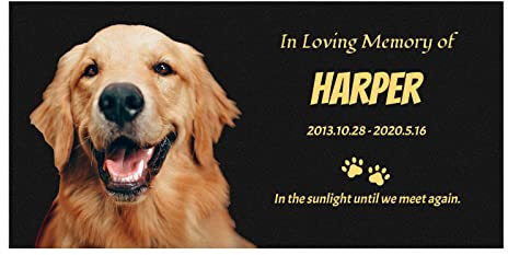 HDSD Pietre Commemorative Umane Personalizzate Pietra di Granito Nero Lapide del Cane della Lapide Commemorativa Dell'Animale Domestico della Placca del Cane (Disegno 1 Colorazione)