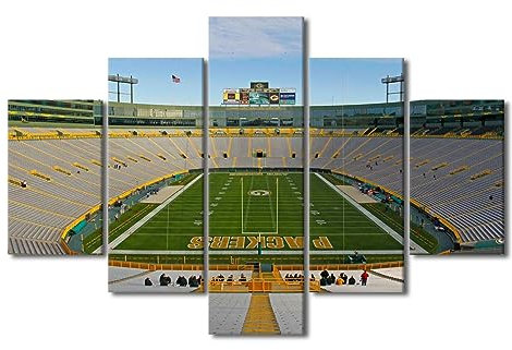 Wandkunst für Wohnzimmer Lambeau Feld Leinwand Kunst Wanddekoration American Football Team Modern Office Wandkunst Sport Stadion Gemälde Rustikale Wohnkultur für Schlafzimmer Gerahmte Kunst fertig zum