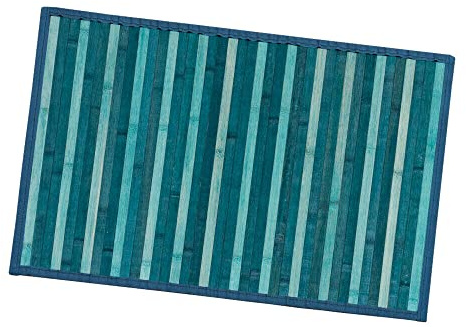 emmevi Bambus-Teppich aus Holz, rutschfeste Badematte, Bambus, Küche, Bad, Degradé, 50 x 370 cm, Blau