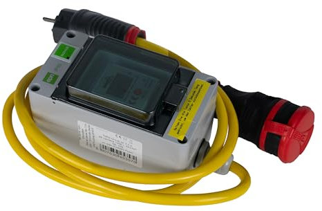 NAKA Strommessgerät 16A Stromzähler Mobil Digital Stromverbrauch-Messgerät Mit Schuko-Stecker Kupplung Mobiler Digitaler Wechselstromzähler Strom-Zwischenzähler Zwischenstecker-Box 3m