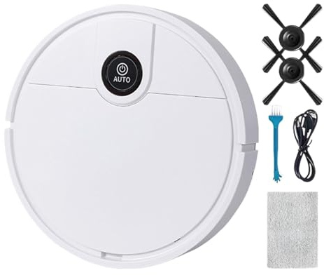 Robot Lave-Vaisselle, Robot Automatique de Nettoyage Sans Poussière 3 en 1 avec Câble de Charge Brosse, Robot pour Nettoyage de Plancher Automatique, Robot de Nettoyage à Faible Bruit pour Animaux de
