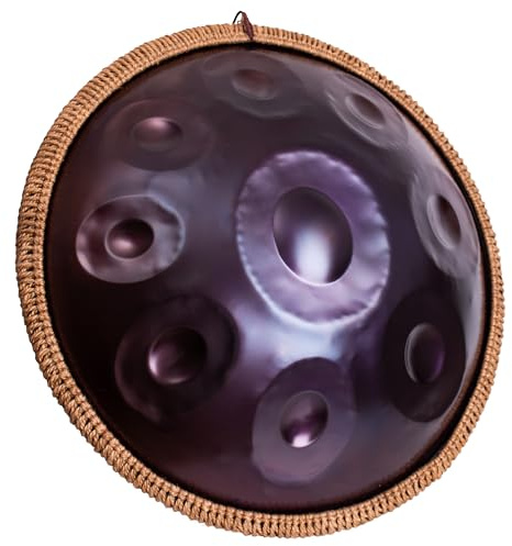 LOMUTY Handpan, Tambor de Acero, Handpan-Drum con Baquetas, Funda, Soporte y Partituras, para Meditación, Yoga, 45cm G Mayor, Morado