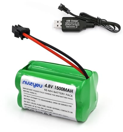 Nvizyeu 4.8v akku, wiederaufladbare batterien aa, 1500mAh nimh akkupack, sm 2p stecker, passend für funkgesteuertes Auto, Elektro spielzeugauto, ausgestattet mit USB ladekabel