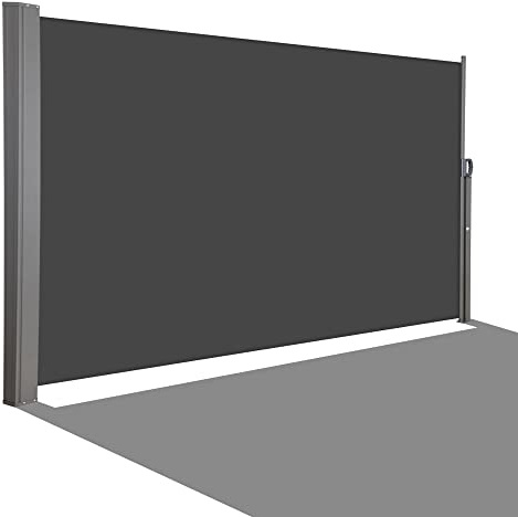 HOMEDEMO Seitenmarkise ausziehbar, 160 x 350+20 cm Anthrazit, Sichtschutz Sonnenschutz Markise, Windschutz Wasserdicht Seitenzugmarkise, Seitenrollo für Balkon, Terrasse, Garten