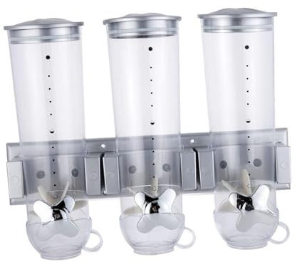 JISADER Dispensador de Cereales, Bote Triple, dispensador de Dulces, dispensador de Alimentos Secos para Cocina casera