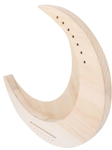 Holzleierharfe 7-saitig in Mondform für Anfänger, Tragbar | Holz und Metall, Selbstgemacht Oberfläche, Sanfte Helle Klänge, Abgerundete Kanten, Beige