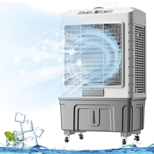 Climatizador Evaporativo, Purificador de Enfriador Evaporativo 50L/55L, Aire Acondicionado Portátil 3 en 1, Ventilador Enfriador de Agua con 4 Cajas de Hielo, para Habitación Garaje Comercial(Color:10
