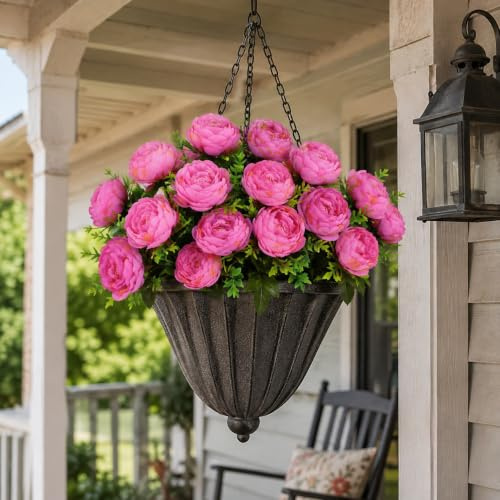 astylishome Artificial Flowers for Graves 24 Bunches Peonies Bouquets Pink Flower for Wedding Centerpiece Garden Party Home Decor Elegant Vintage Fake Peony 0804