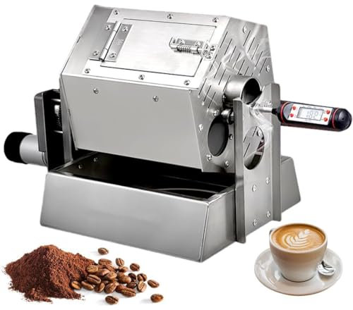 HLGKBY Torréfacteur électrique de Grains de café, Type de Tambour de 3,4 L, torréfacteur en Acier Inoxydable, Boulanger de Grains de café à gaz avec thermomètre pour Usage Domestique et Commercial