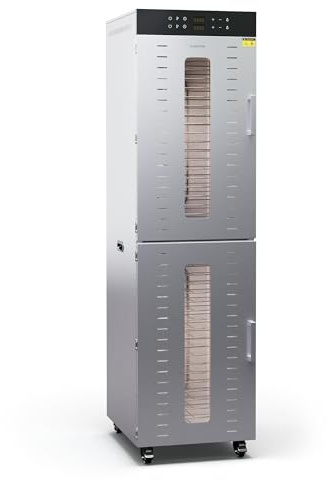 Klarstein Déshydrateur Alimentaire – 4000W Professionnel, 40 Plateaux Inox, 30-90°C, Minuterie 24h, 6 Ventilateurs, 2 Chambres Séparées, 50-55 dB, Fruits & Légumes, Argent