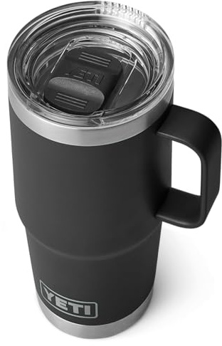 YETI Rambler Travel Mug, Stainless Steel Vacuum Insulated with Stronghold Lid, Black, 20 oz (591 ml)