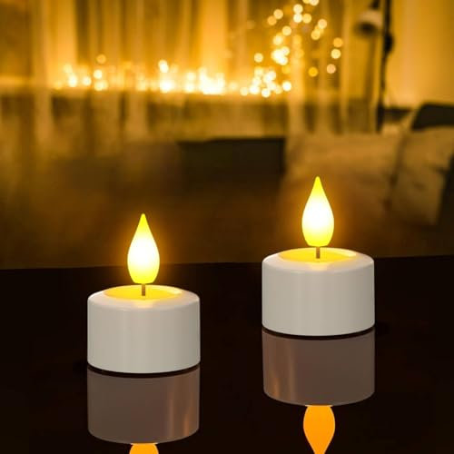 PChero LED Teelichter Wiederaufladbar mit Timer Fernbedienung, 2er Set Elektrische Flammenlose LED Kerzen Aufladbar mit Timerfunktion Flackernde für Halloween Silvester Saisonale Deko Weihnachten