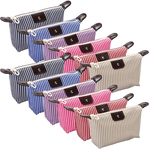 Rebanky 12 Pezzi Borsa Cosmetica in Tela Pochette da Borsetta Pochette Trucco Donna da Borsa Borsa Cosmetica da Viaggio Piccola per Donne e Ragazze 6 Colori