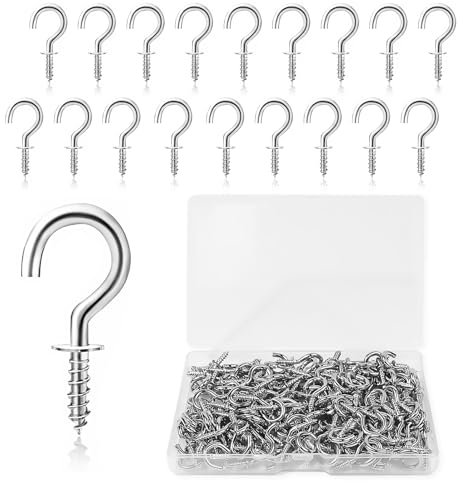 soodyoow 110 pezzi Viti a Gancio, Gancio a Vite 1/2 Pollice, Piccole Ganci Avvitabili a Metallo, Ganci a Vite per Legno, per Superfici in Plastica e Legno, Appendere Piante e Decorazioni Artistiche