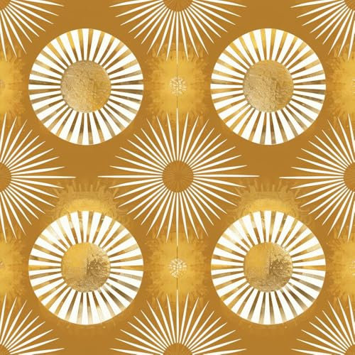 JIAOQSS Selbstklebende Tapete Retro Rund Gold Mustertapete Klebefolie Möbel Muster Tapete Möbelfolie Selbstklebend für Schrank Tapete Schlafzimmer Muster