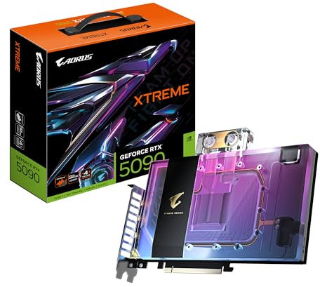 Gigabyte AORUS GeForce RTX 5090 Xtreme WATERFORCE WB 32G Grafikkarte - 32 GB GDDR7, 512 Bit, PCI-E 5.0, 2655 MHz Kernfrequenz, 3 x DP 2.1a, 1 x HDMI 2.1b, NVIDIA DLSS 4, GV-N5090AORUSX WB-32GD