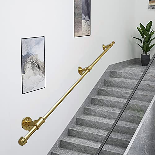 Goldene Schmiedeeiserne Handläufe für Korridor Dachbodentreppen 3,4 m Außentreppe Geländer mit Sicherheitsfunktionen für ältere Menschen und Kinder