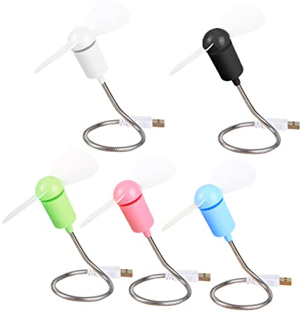 Hemobllo Set de 5 Ventiladores USB Pequeños y Flexibles de Plástico, Portátiles y Ligeros para Ordenador y Notebook, Ideales para Celebracion Verano Color Aleatorio