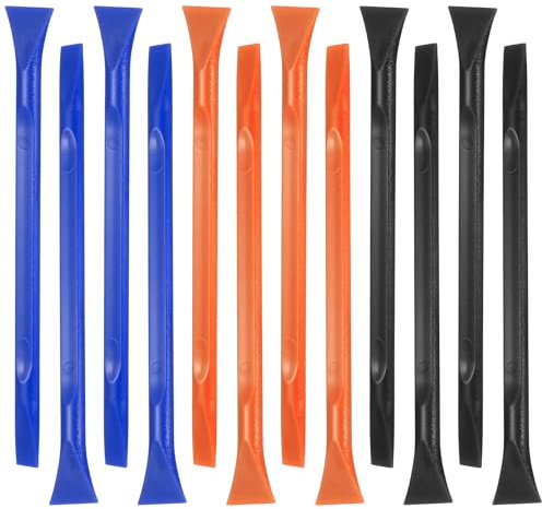 12 PCS Plastic Scraper Tool Non Scratch, Multi-Purpose Plastic Scrapers, Multi-Color Scraper for Cleaning Paint Stickers Labels Oil Stains Food Dirt