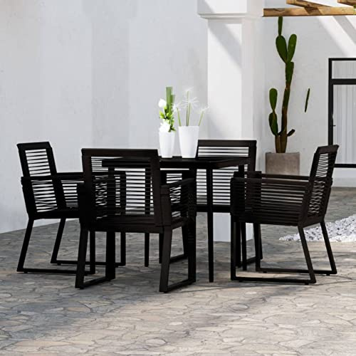 Festnight Gartenmöbel Set 4 Stühle mit Tisch Gartenmöbel Set 4 Personen Terrassenmöbel Außen Sitzgruppe Outdoor Gartentisch mit Stühlen Set Garten Essgruppe Wetterfest Gartengarnitur PVC Rattan