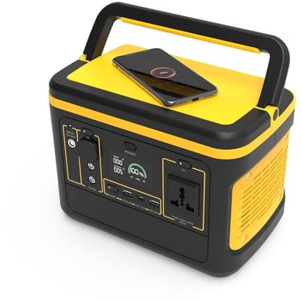 HTDRE Centrale elettrica Portatile da 500 W, generatore Solare MPPT con Batteria di Backup, con 2 Prese CA da 500 W, per Uso Domestico di Emergenza, Campeggio, Viaggi, Camper/Furgone (220 V)