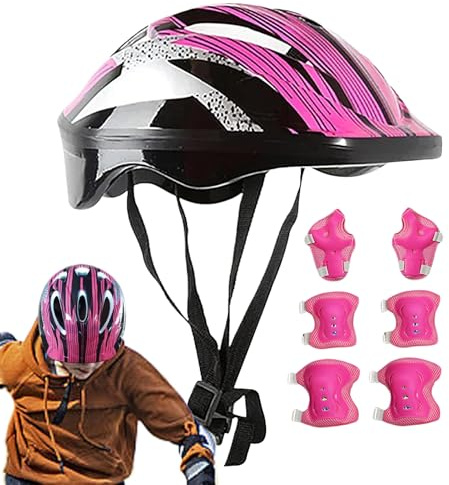 lyanny Protecteurs De Skate Enfant,Protections pour Trotinette - Casque Réglable avec Protège-Coudes et Genouillères Confortables pour Vélo Skateboard Ski Patinage 3-10 Ans