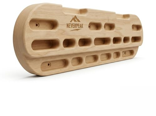 NEVERPEAK Hangboard aus Holz – Trainingsboard für Kletterer & Boulderer • Fingerkraft & Griffkraft verbessern • mit Slopern, Taschen & Leisten • 55 cm Kletter-Trainingsgerät