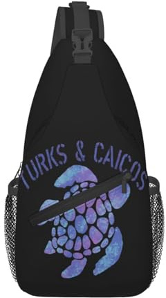 Brusttasche Turks- Und Caicosinseln Flagge Schildkröte Slingtasche Leichte Langlebiger Geschäft Schultertasche, Für Fitness, Wandern, Reisen