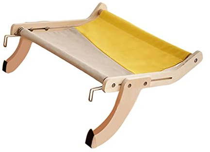 Amaca per Gatti con Trespolo per Finestra, Letto per Gatti Stabile, Mensola Resistente per Davanzale, Senza Trapano, Grigio Giallo