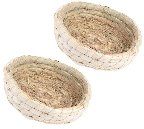 BESTonZON Nids de Pigeons Tissés Naturels, Nid D’éclosion en Paille pour Élevage, Lot de 2 Pièces, Taille Artisanale, Refuge Chaud pour Pigeons Voyageurs, Accessoires pour Cages D’élevage