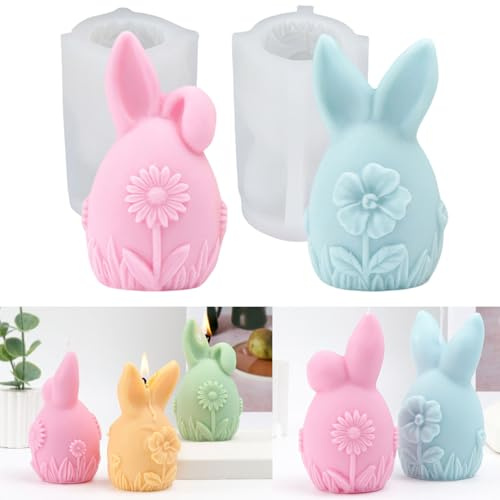 Stampo in silicone per uova di Pasqua, coniglietto 3D, stampi in silicone per candele, conigli, stampi in silicone per uova di Pasqua, stampi per candele pasquali, stampi per candele in silicone per