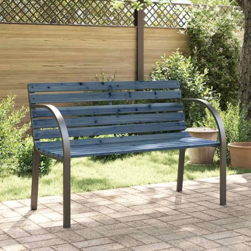 Teenpull Kinder-Gartenbank 81 cm, Chinesisches Tannenholz Grau, Robuste Outdoor-Sitzbank mit Stahlgestell, Wetterfest, für Garten Terrasse Balkon, Kindersitzgruppe
