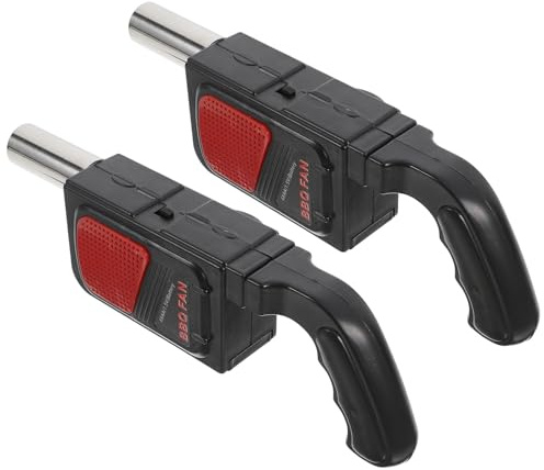 VALICLUD Lot de 2 Souffleurs de Barbecue Électriques Portatifs, Ventilateurs à Piles Aa pour Allumage Rapide, Acier Inoxydable, Outil Multifonction pour Barbecue, Camping Cuisine