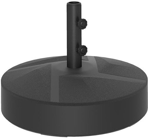 Outsunny Pied de Parasol Round, Socle Parasol extérieur à remplir avec 25 L d'eau / 30 kg de Sable, pour mât de Ø 36-48 mm, Base de Parasol pour Jardin Patio terrasse, 56 x 56 x 40 cm, Noir