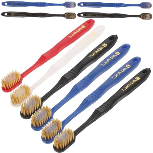 TEHAUX Lot de 10 Brosses à Dents en Bambou Charbon Ultra Souples sans Métaux Lourds pour Soins Bucco-dentaires et Gencives Saines, Accessoires pour Couleur Aléatoire Plusieurs styles