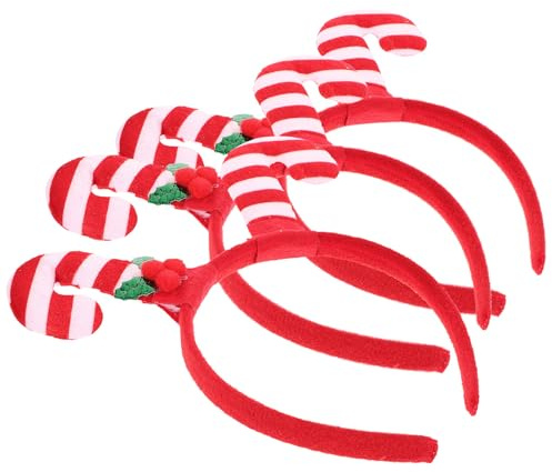 ibasenice 3 Pièces Bandeau de Cheveux de Noël Canne en Sucre, Décoration Festive en Tissu Non Tissé et Plastique, Design Unique Facile à Porter pour Fêtes et Cosplay