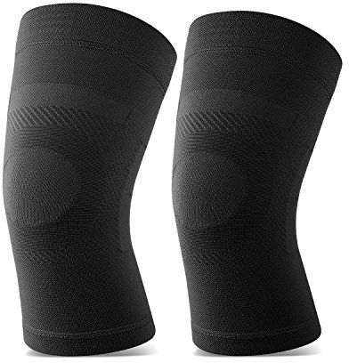 TOFLY Mangas para rodillas de compresión, 1 par rodillera de compresión para hombres y mujeres, mangas de compresión para rodillas con soporte para aliviar dolores generales, dolores de, Negro S