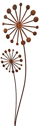 Gartenstecker Puste - Blume 134cm x 30cm Metall Rost Gartendeko Edelrost Groß