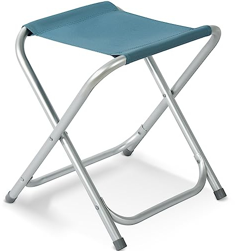Homecall Sgabello pieghevole da campeggio in alluminio colore blu
