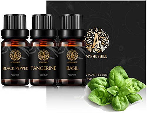 Aromatherapie Tangerine ätherisches Öl Set für Kerzenherstellung, 3X10ml 100% reines Basilikum ätherisches Öl Kit für Diffusor, therapeutische Qualität Schwarz Pfeffer ätherische Öle Set für Massage