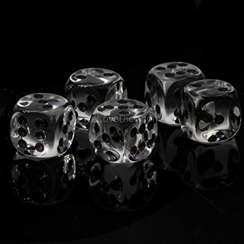 WeLoveBeads 12mm W6 Würfel glasklar transparent/schwarz - Made in Germany! - 10Stk