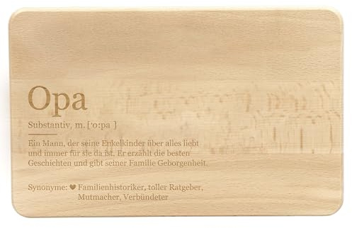 LAUBLUST Frühstücksbrettchen mit Gravur - Lexikon: Das ist Opa - Geschenk Brett | 24x15cm, Holz FSC®