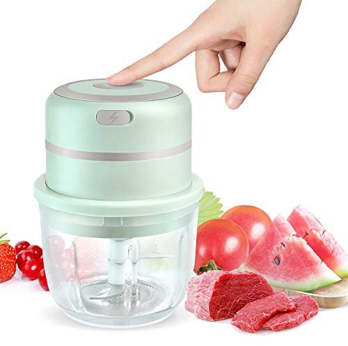 Electric Food Crusher Mini Garlic Press Garlic Crusher Vegetable Chopper For Kitchen Crushed Garlic Crushed Ginger Crushed Chili (GREEN)